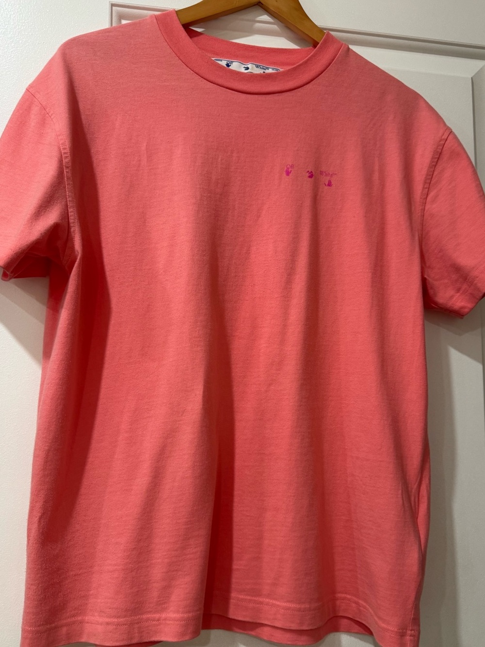 Off-White logo crew-neck tee, pale candy pink - Picture 4 of 8